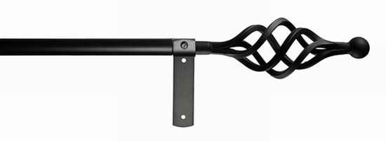 Wrought Iron Curtain Pole 19mm with Cage Finial
